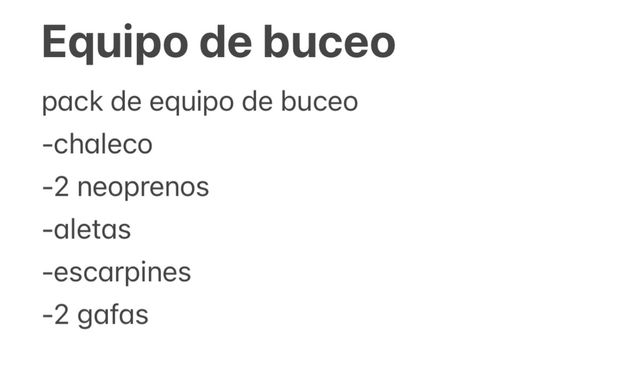 Pack equipo de buceo