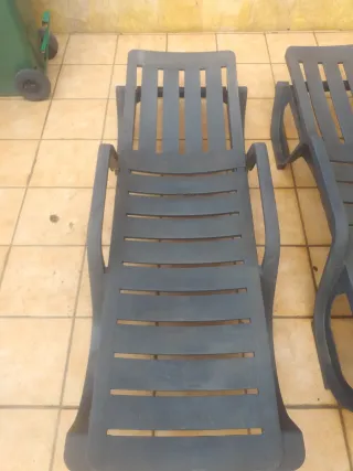 2 Tumbonas de Jardín Resina con ruedas...