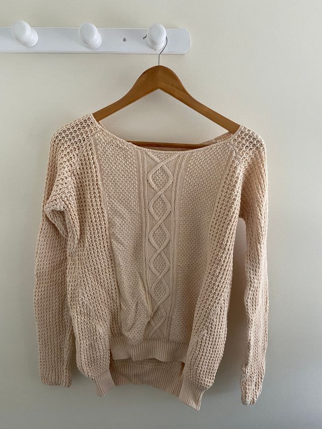 Jersey trenzado beige/blanco roto