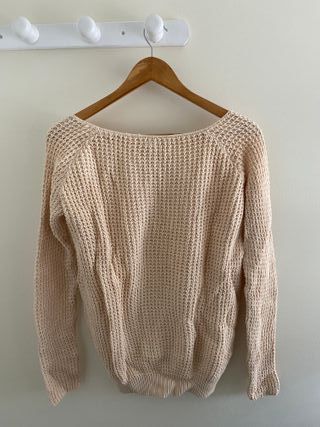 Jersey trenzado beige/blanco roto