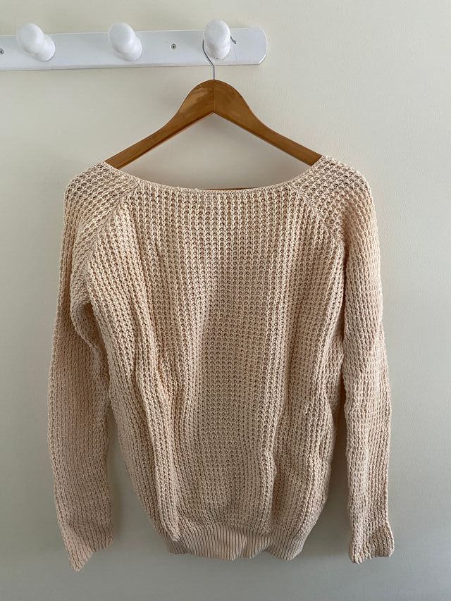 Jersey trenzado beige/blanco roto