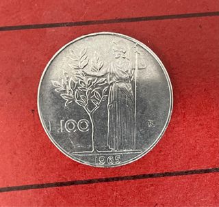 Moneda 100 Liras Italia 1965