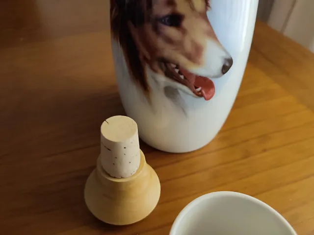 Juego Botella y Vasos Cerámica Perros