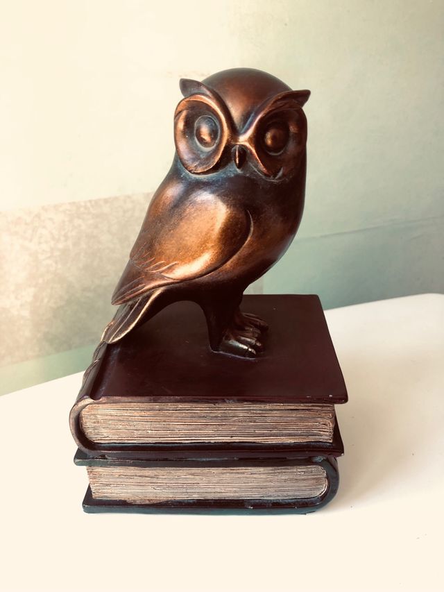Ferma libri vintage gufo bronzo