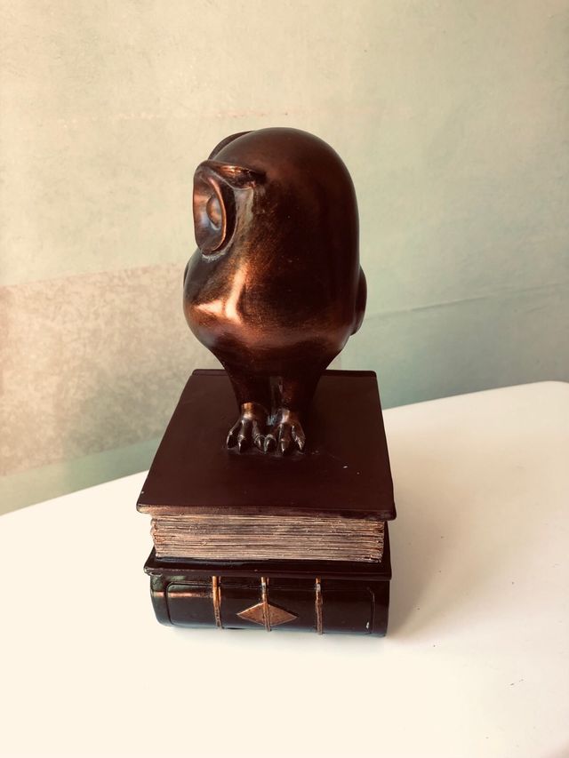 Ferma libri vintage gufo bronzo