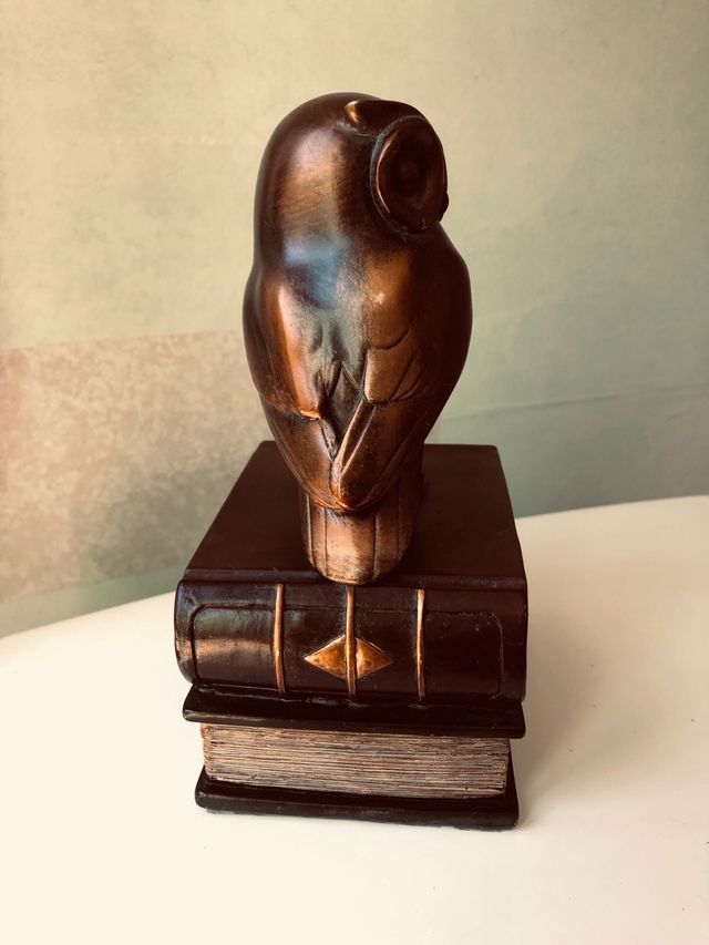 Ferma libri vintage gufo bronzo