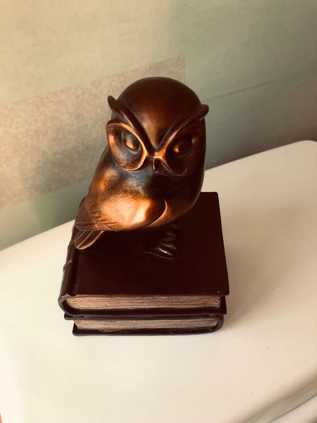 Ferma libri vintage gufo bronzo