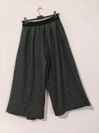 Pantaloni ampi grigi righe verdi taglia M