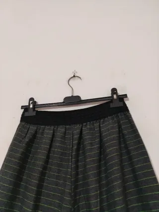 Pantaloni ampi grigi righe verdi taglia M