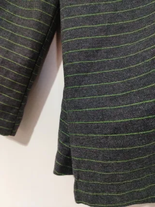 Pantaloni ampi grigi righe verdi taglia M