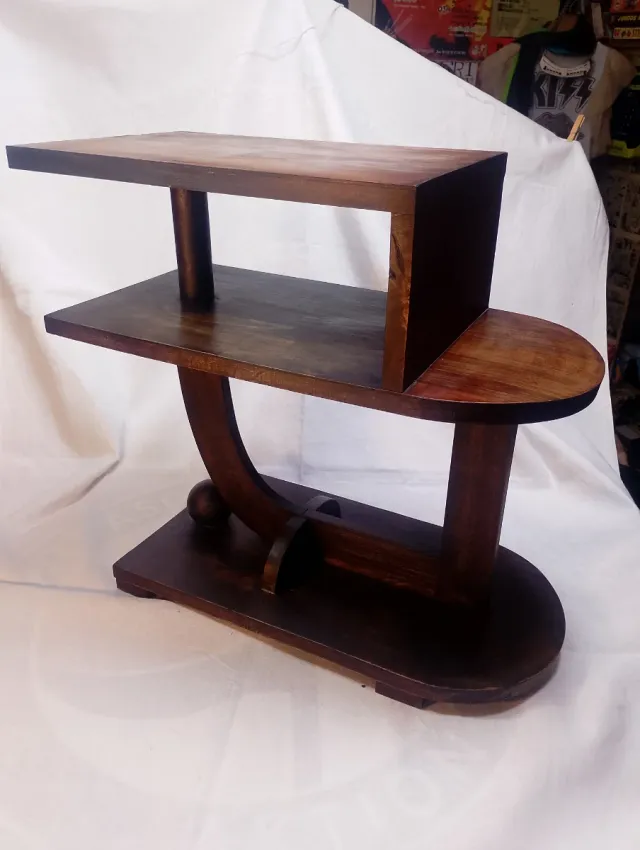 Mesa Auxiliar Art Decó Madera Años 60.