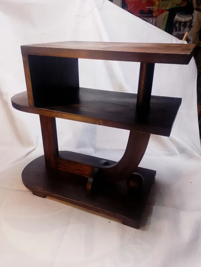 Mesa Auxiliar Art Decó Madera Años 60.