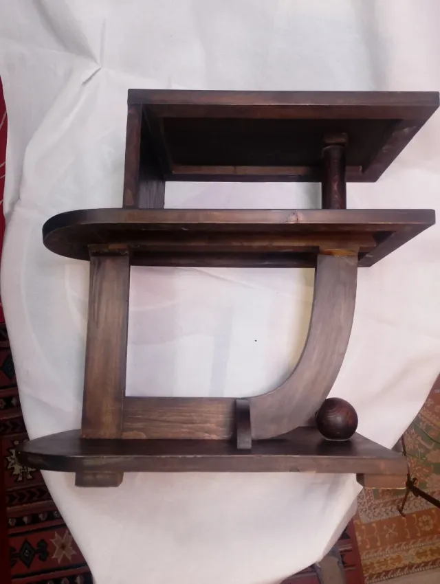 Mesa Auxiliar Art Decó Madera Años 60.