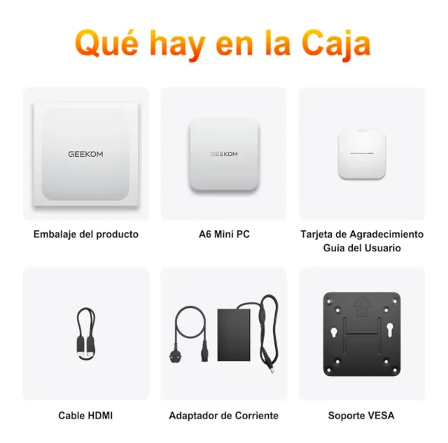 Mini PC GEEKOM A6 Plata/Blanco