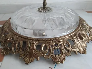 Plafón vintage in metallo e cristallo