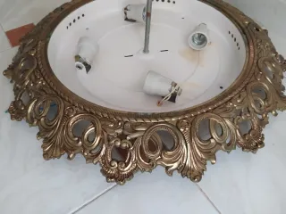 Plafón vintage in metallo e cristallo