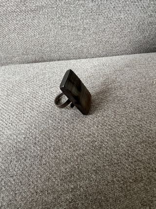 Anillo Plata Grande Piedra Marrón