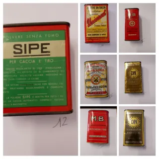 Collezione lattina polvere da sparo vuote.