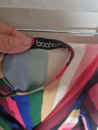 Vestido Boohoo Talla M Rayas Multicolor