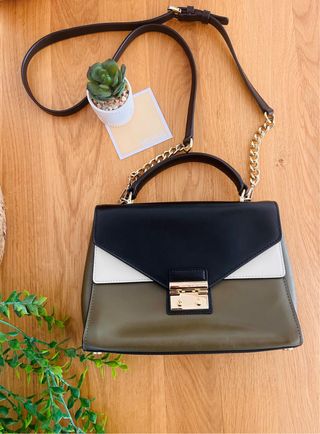 Bolso Michael Kors Negro y Verde Militar original