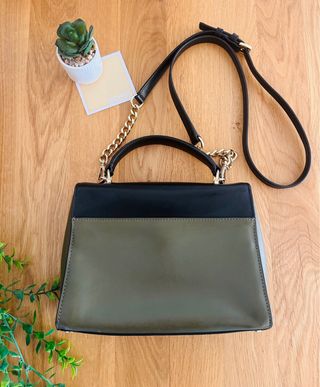 Bolso Michael Kors Negro y Verde Militar original
