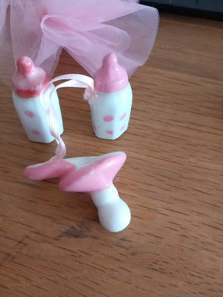 Bomboniere biberon e ciuccio rosa ceramica