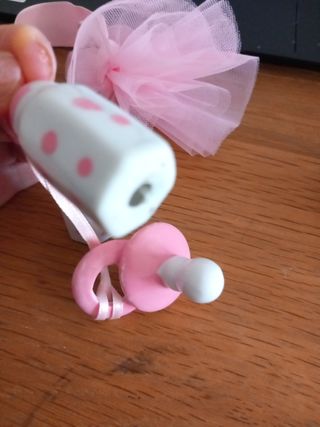 Bomboniere biberon e ciuccio rosa ceramica