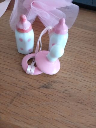 Bomboniere biberon e ciuccio rosa ceramica