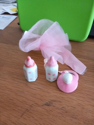 Bomboniere biberon e ciuccio rosa ceramica