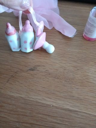 Bomboniere biberon e ciuccio rosa ceramica