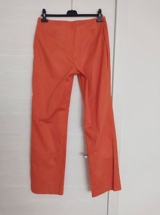 Pantaloni dritti donna arancione cotone