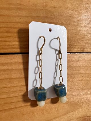 Pendientes Acero Azul y Dorado