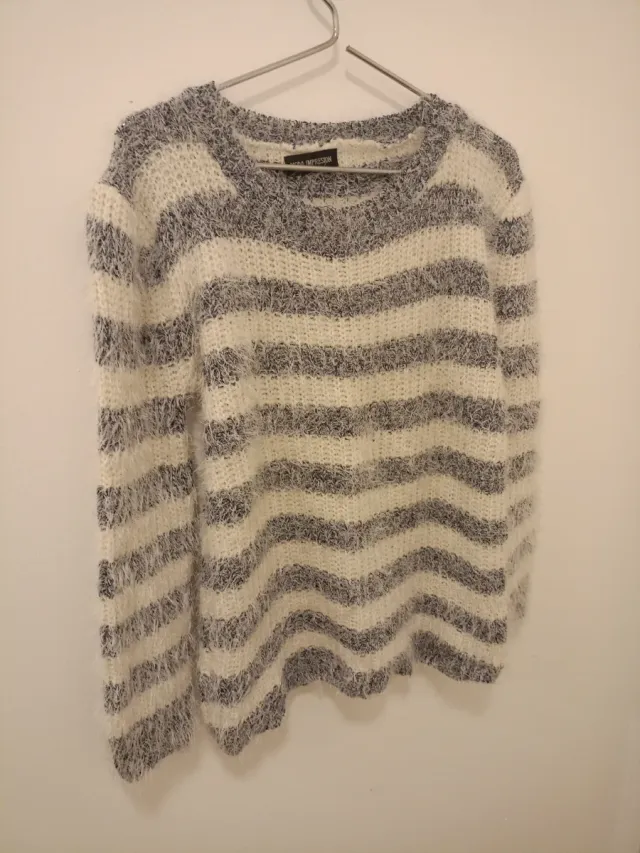 Jersey suave rayas gris y blanco