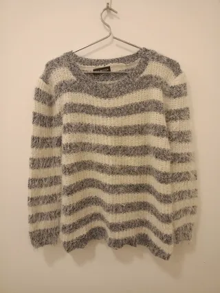 Jersey suave rayas gris y blanco