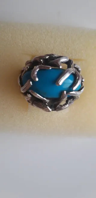 Anillo Plata Ley y Turquesa Natural Diseño único