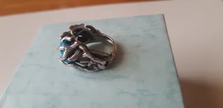 Anillo Plata Ley y Turquesa Natural Diseño único