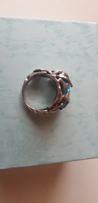 Anillo Plata Ley y Turquesa Natural Diseño único