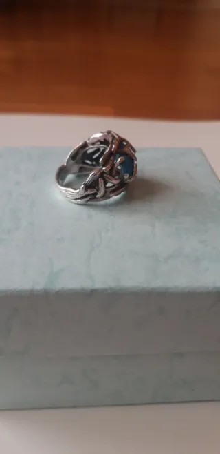 Anillo Plata Ley y Turquesa Natural Diseño único