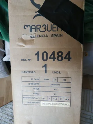 Sombrilla Jardín 270cm Marbueno blanca con funda