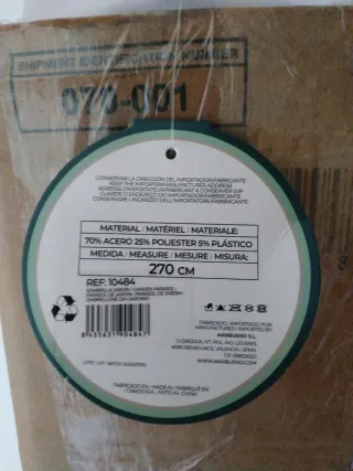 Sombrilla Jardín 270cm Marbueno blanca con funda