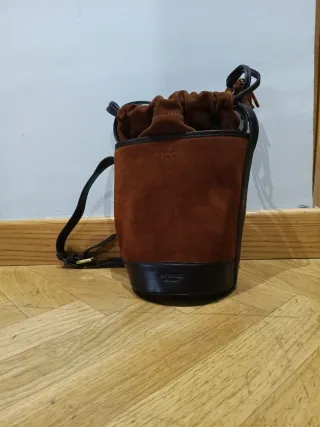 Bolso Monpiel Piel y Serraje Marrón.