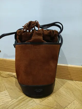 Bolso Monpiel Piel y Serraje Marrón.