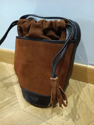 Bolso Monpiel Piel y Serraje Marrón.