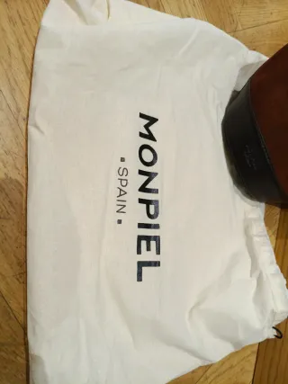 Bolso Monpiel Piel y Serraje Marrón.