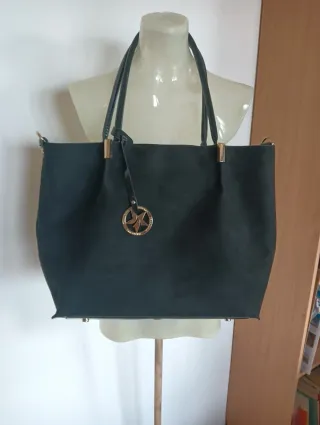 Borsa Primadonna camoscio nera con dettagli oro