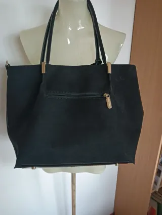 Borsa Primadonna camoscio nera con dettagli oro