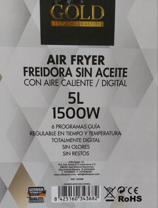 Freidora Digital 5L Blanca con Ventana