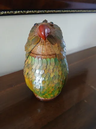 Cesto pappagallo vimini e legno