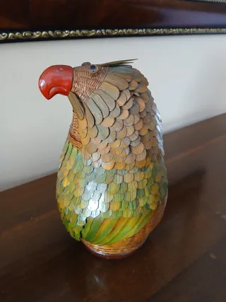 Cesto pappagallo vimini e legno