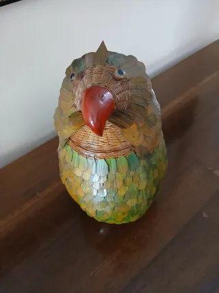 Cesto pappagallo vimini e legno